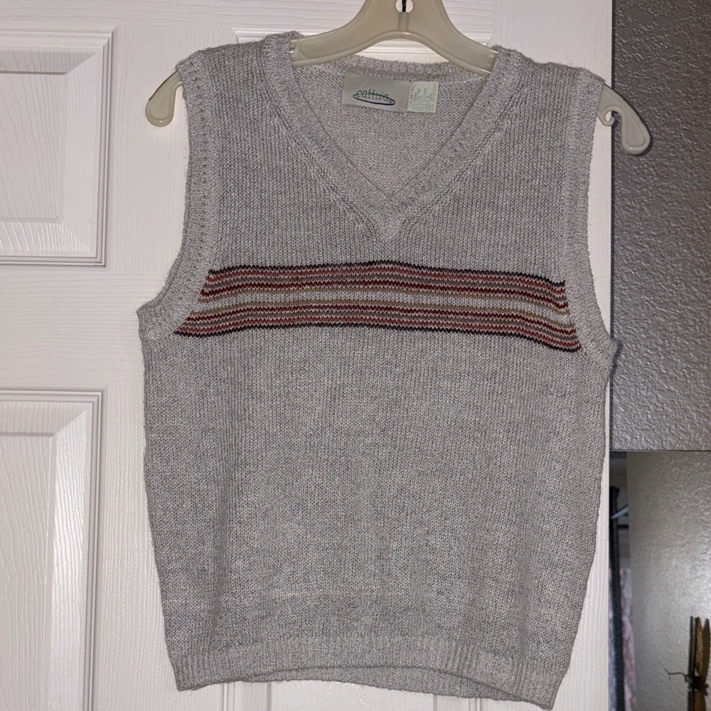 Cattiva vintage beige V-Neck Sweater Vest with Stripes size M